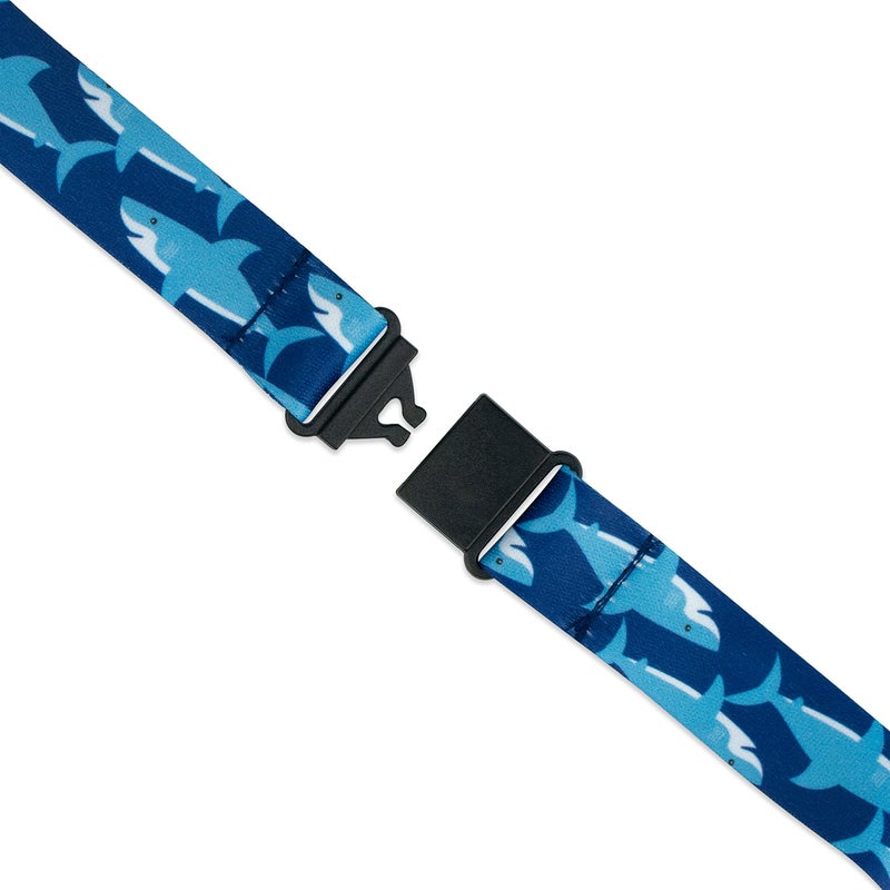 Limeloot Sharks Breakaway Lanyard for ID Badge, Keys, and Accessories - with Release Buckle and Flat Ring - Image 3